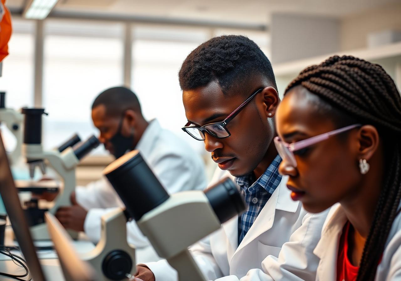 Nigerian researchers at work in a modern laboratory